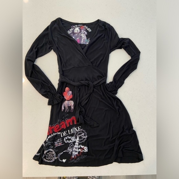 Desigual long sleeved black dress size M - Picture 10 of 16